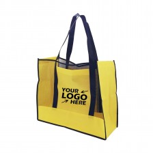 Large Non-Woven Mesh Beach Tote Bag with Side Pocket